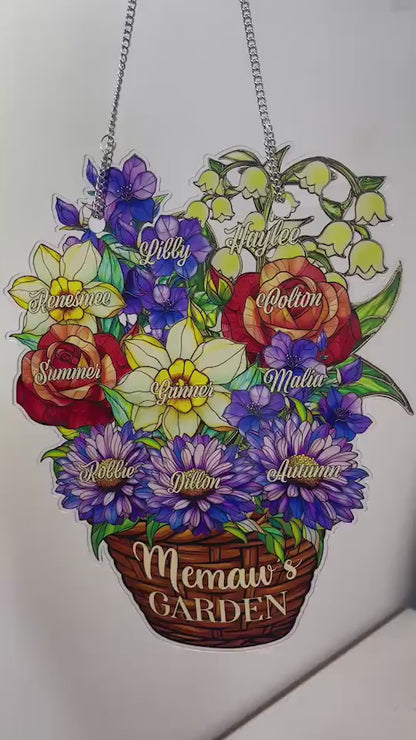 Personalised Flower Basket Hanging Ornament