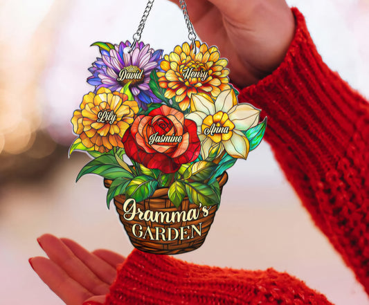 Personalised Flower Basket Hanging Ornament