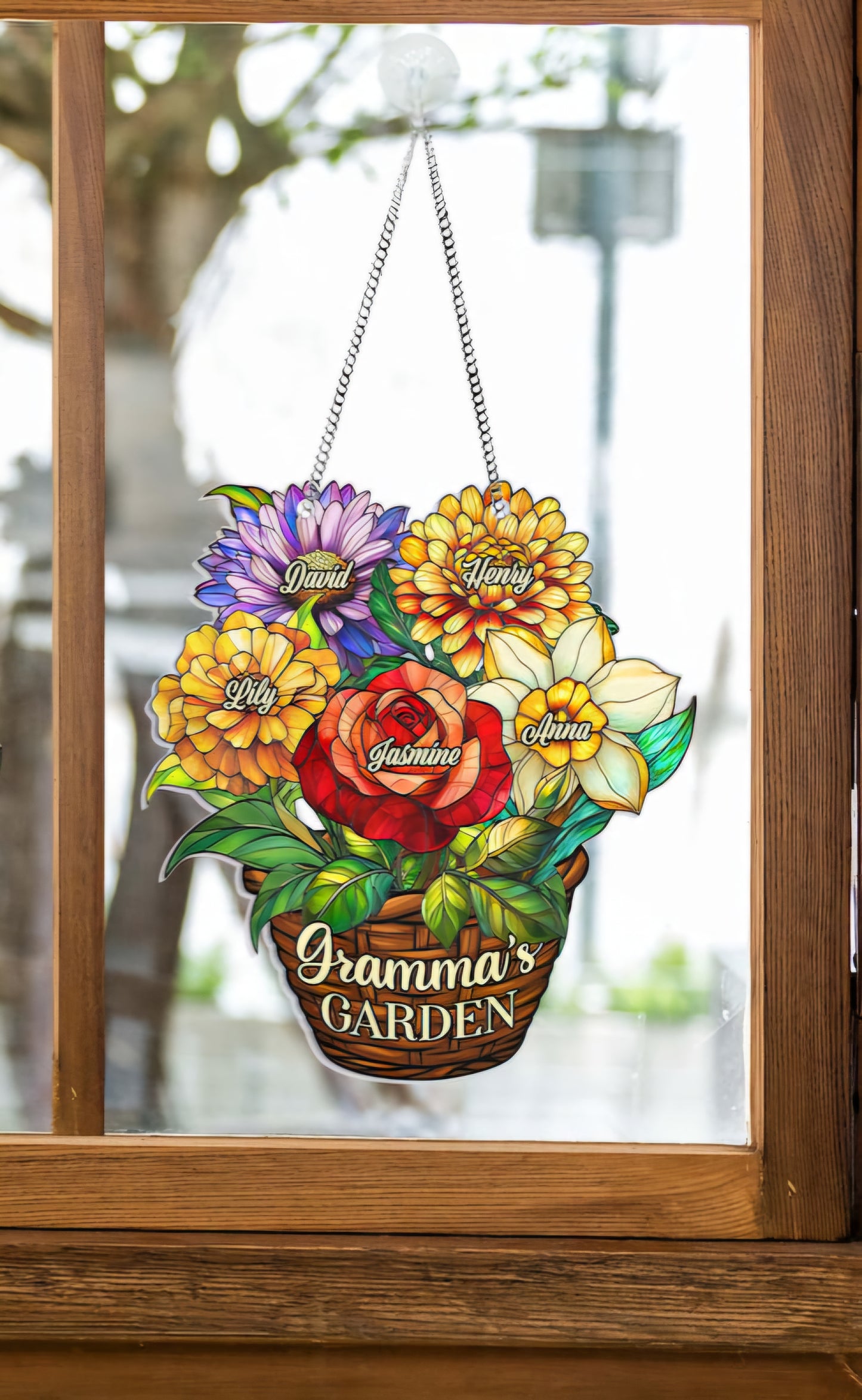 Personalised Flower Basket Hanging Ornament