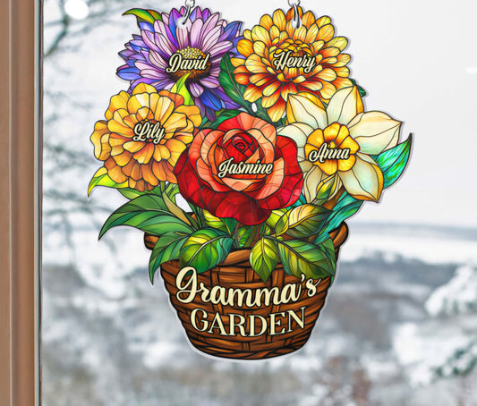 Personalised Flower Basket Hanging Ornament